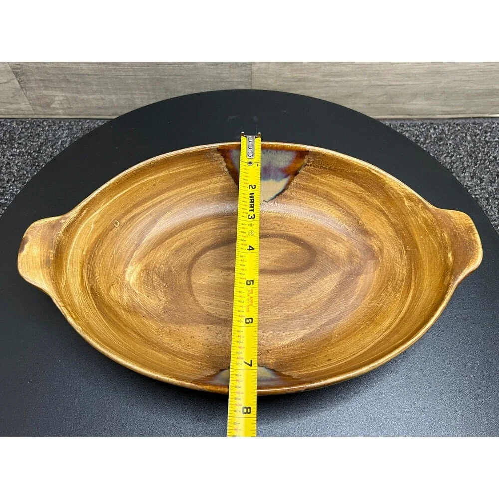 Sango Splash Brown Au Gratin Dish 4951 Drip Glaze Bakeware Microwave Safe